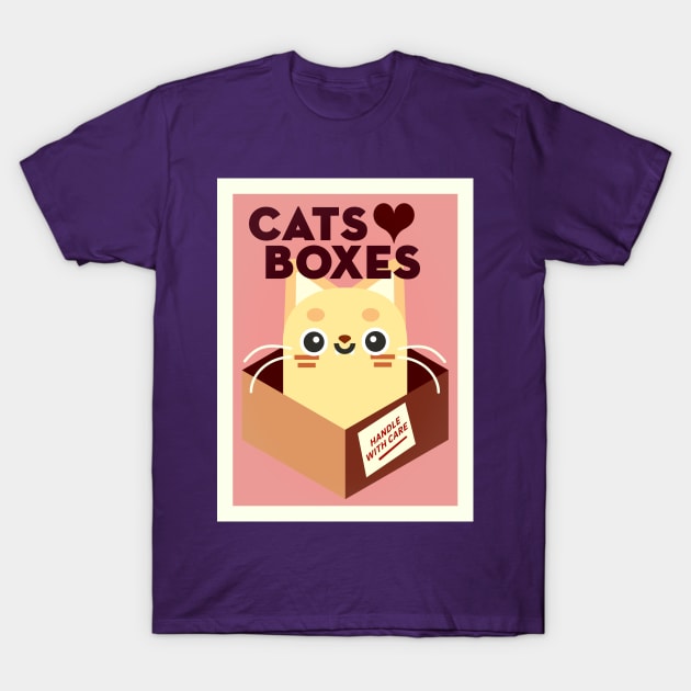 Cats love boxes T-Shirt by patatechantilly